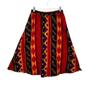 VINTAGE Nina St. Clair Aztec Print Corduroy Midi Skirt with Elastic Waistband